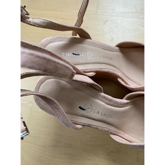 CHINESE Laundry "Ellia" wedge suede blush sandals Womens NEW - Picture 9 of 9